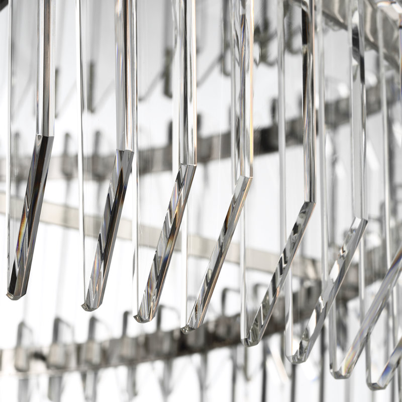 Waterford Killarney 32" Layered Drum Chandelier with Clear Crystal, Polished Nickel