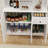 71" Kitchen Pantry Storage Cabinet With Microwave Oven Countertop, Freestanding Hutch Cabinet With Adjustable Shelves, 6 Doors And 1 Drawer-2141117491