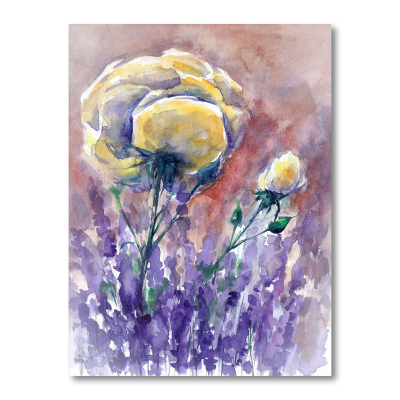 Lavande, motif abstrait - décoration murale traditionnelle sur toile, H 20 po x l 12 po x P 1 po, Toile tendue