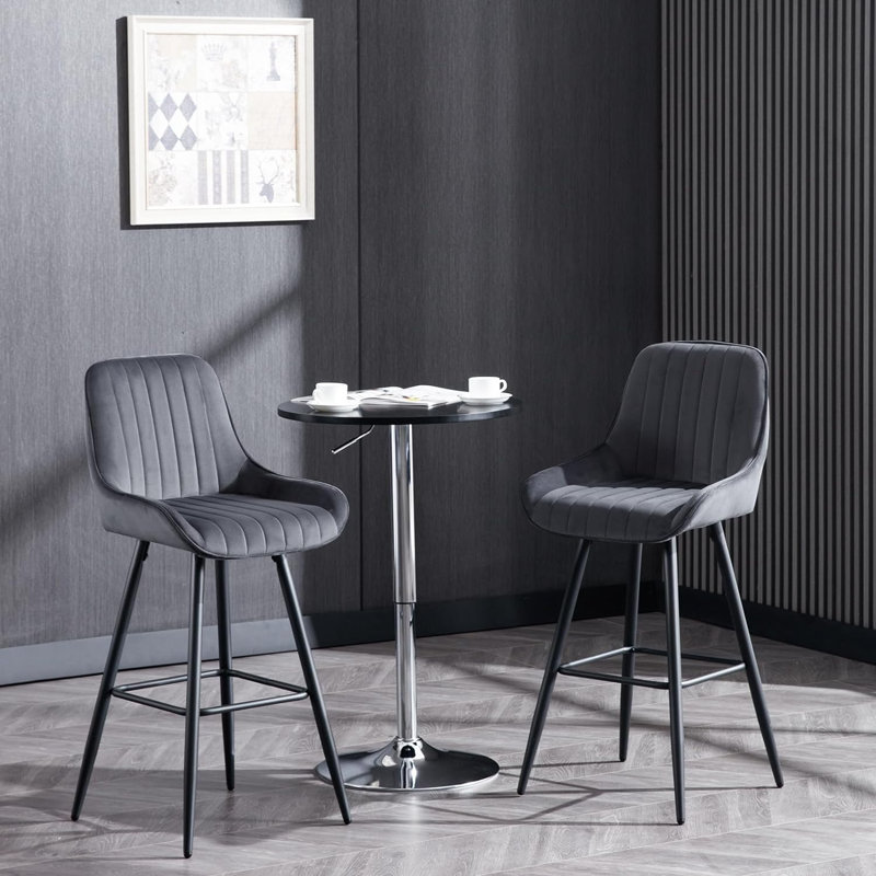 Gaelan Upholstered Counter Stool, Dark Grey