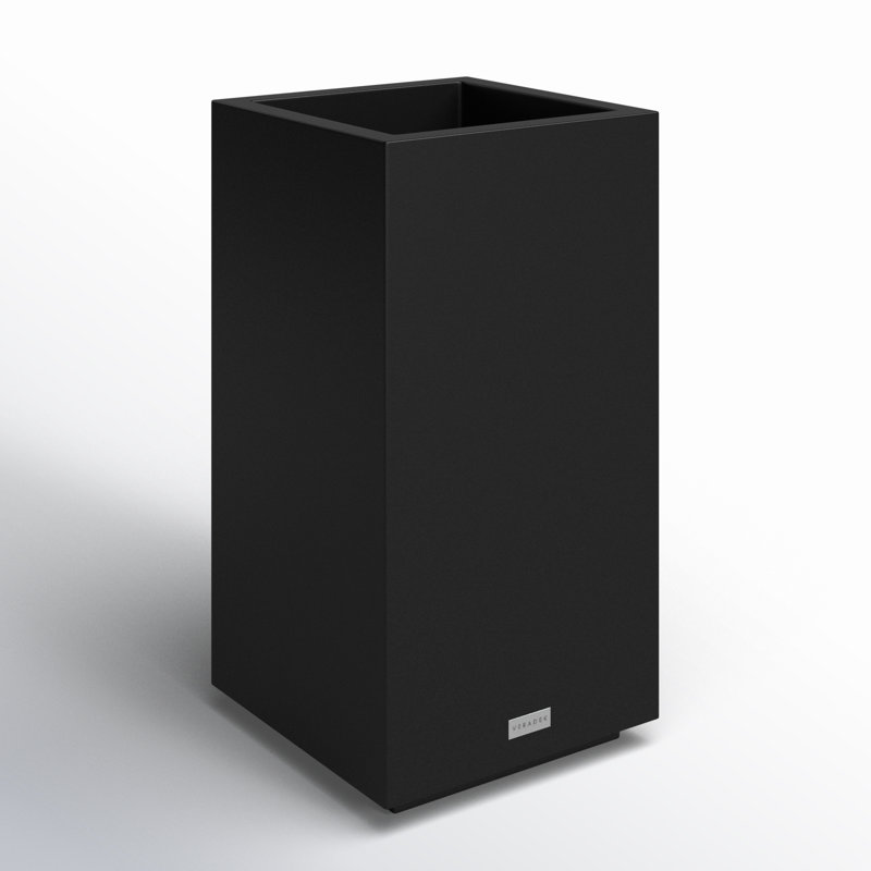 Block Series Pedestal Planter, 26” H x 13.5” W x 13.5” D, Black