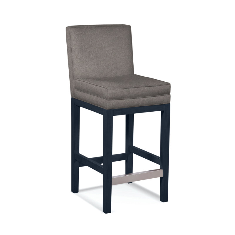 Upholstered Stool, Basic Grey; 0317-83, Navy Finish