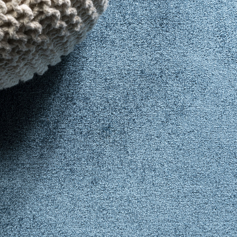 Asalah Solid Low-Pile Turquoise Rug, Rectangle 6'2" x 9'