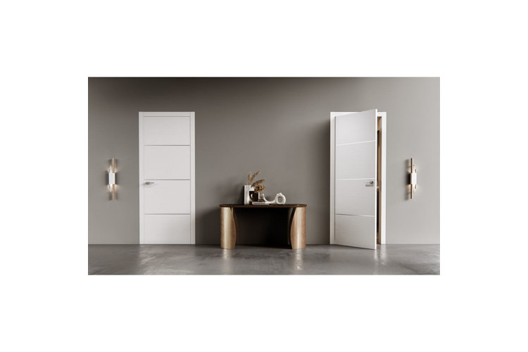 Wooden doors with functional door hinges in hallway