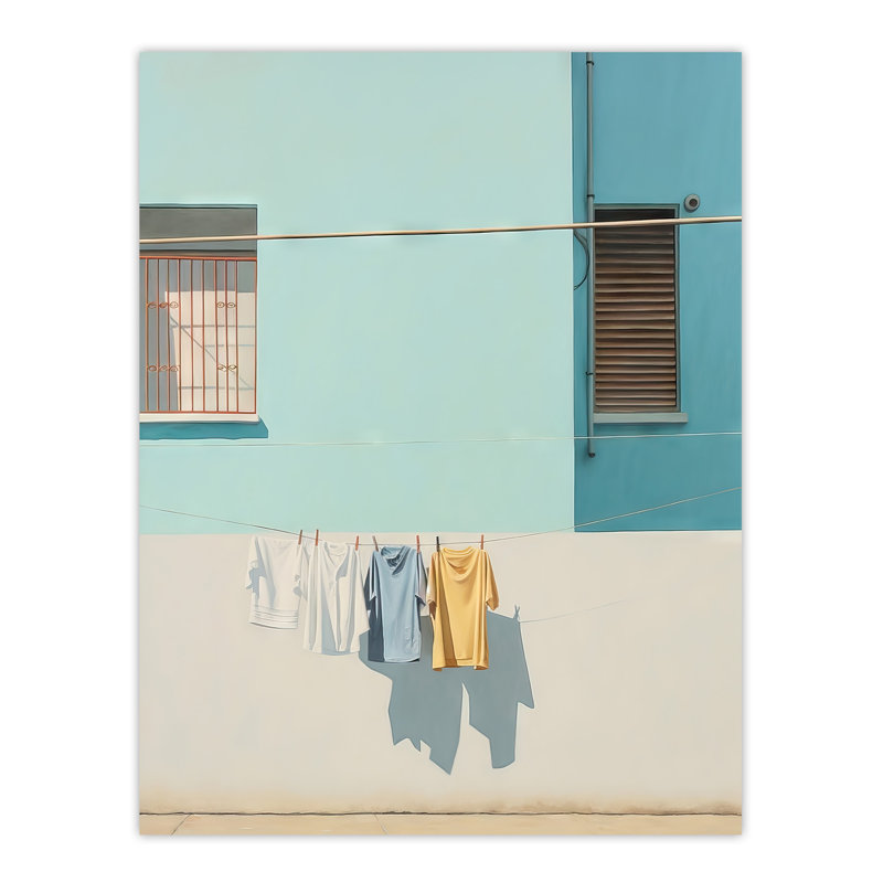 Wall Art Print Washing Day Blues By Amy Denver Minimalist Soft Pastel Palette Laundry Room Minimalism Simple Modern Artwork Poster