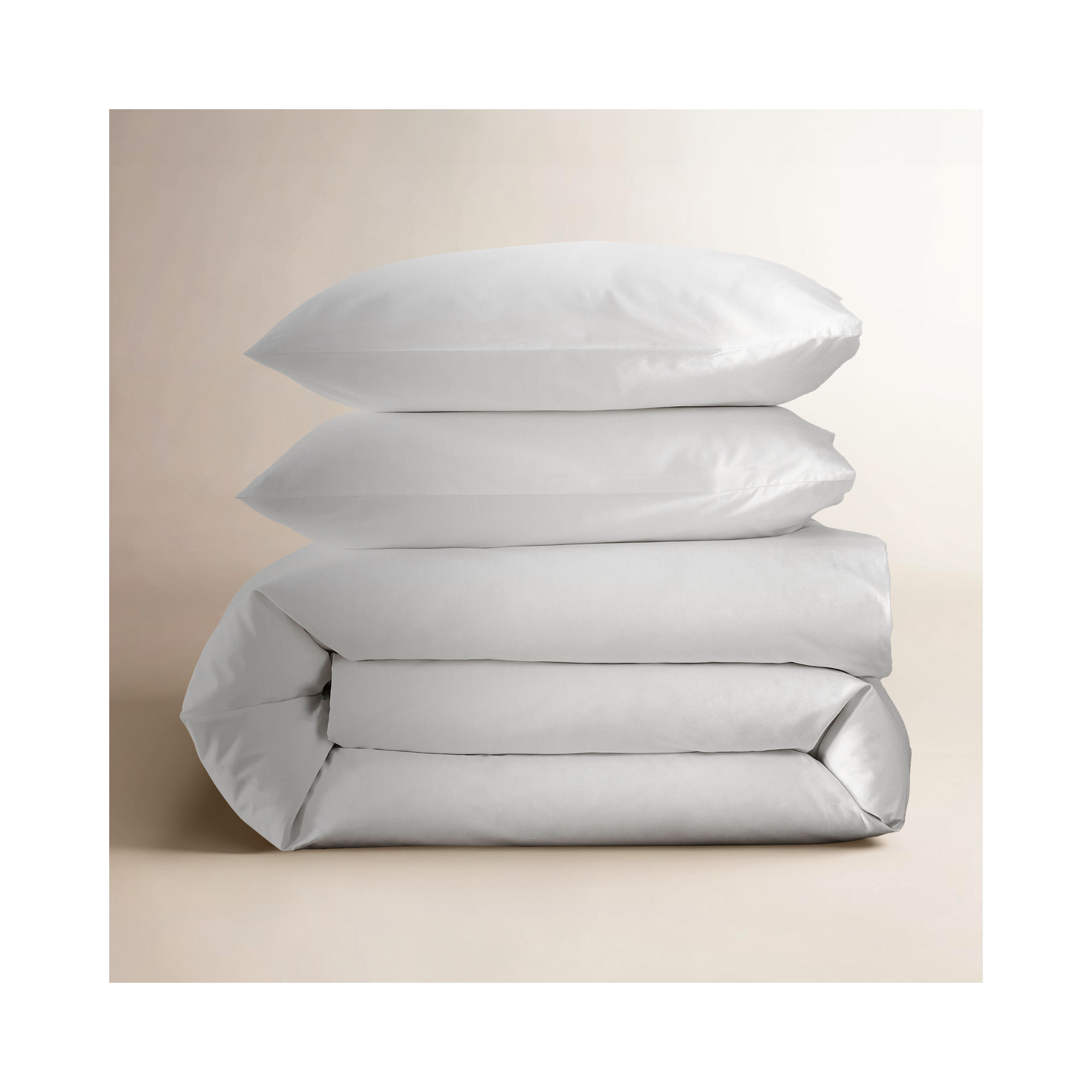 Emrik Brushed Organic Cotton Percale Duvet Cover Set, White, King / Cal King Duvet Cover + 2 Pillow Shams