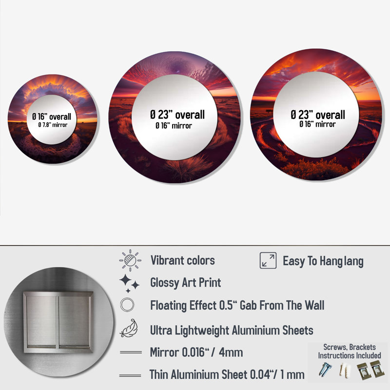 Ensemble de 3 miroirs en aluminium Elexa