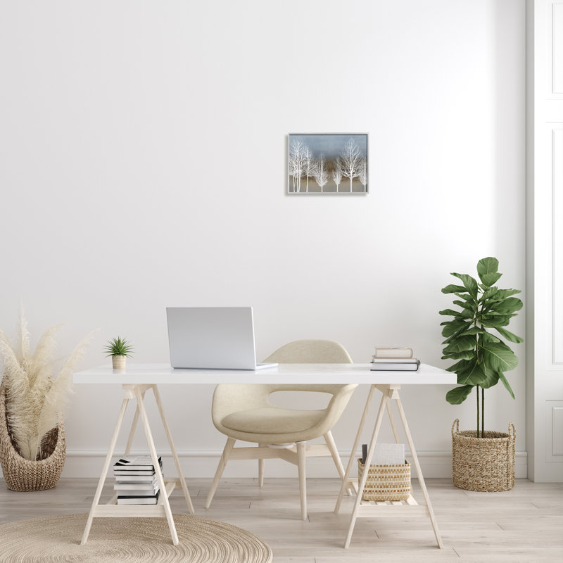 «Abstract Forest Line White Bare Tree Silhouettes» par - Impression, H 11 po x l 14 po x P 3 po, Estampe numérique Farmhouse