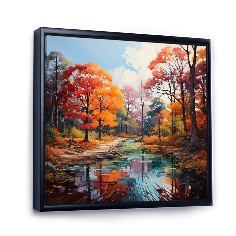 " Germany Autumn In Orange II ", Black Floater Framed, 16" H x 16" W x 1" D