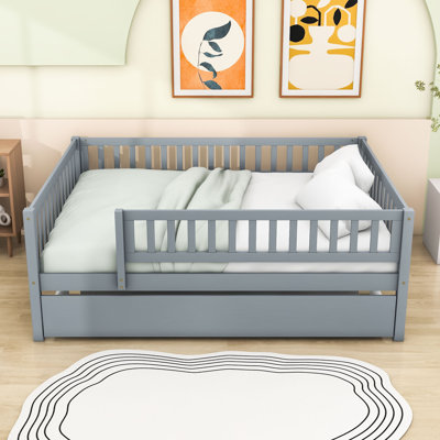 Clyda Daybed with Twin Trundle and Fence Guardrails by Lark Manor