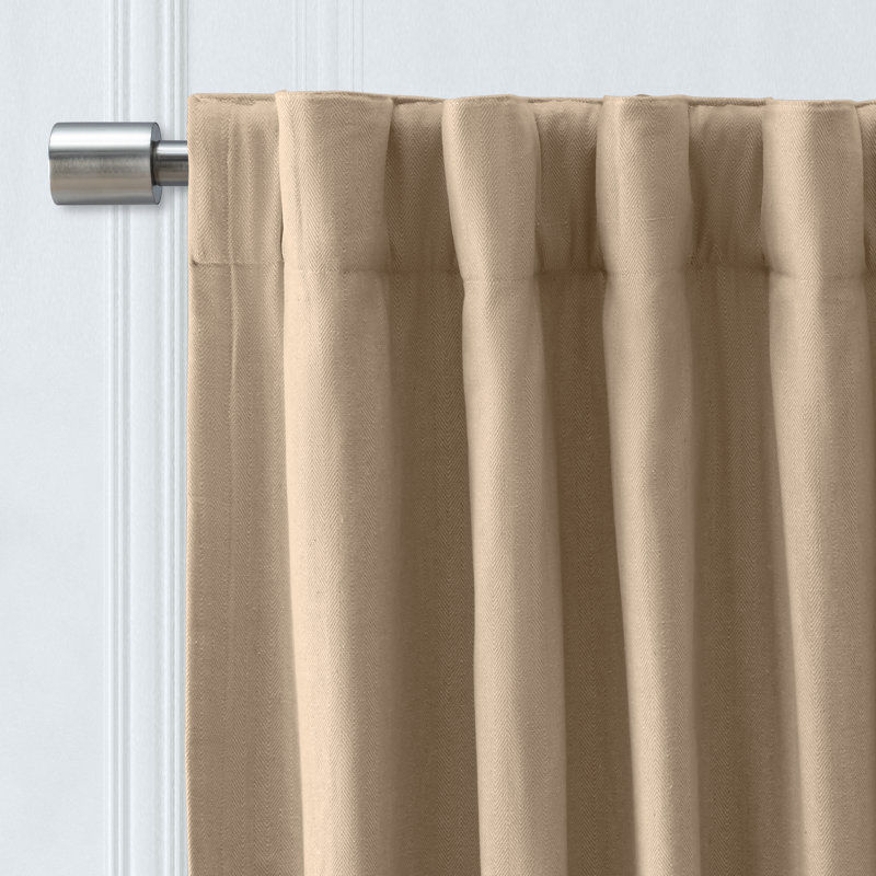 Waubun 100% Sustainable Cotton Blend Chevron Texture Unlined Light Filtering Rod Pocket Panel, 48" W x 96" L, Natural
