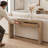 Rustic Charm Console Table With Fluted Drawer & Adjustable Legs - Perfect For Living Room Decor-1717843399