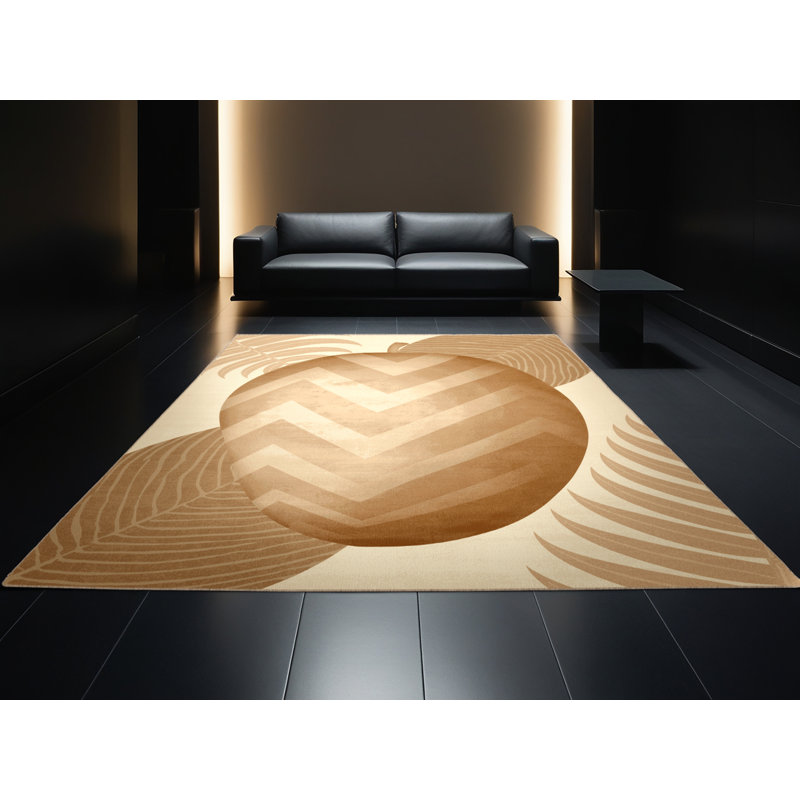Machine Washable Higgins Mango Tropical Solid Color Rug in Brown – Beige Binding, 6x9