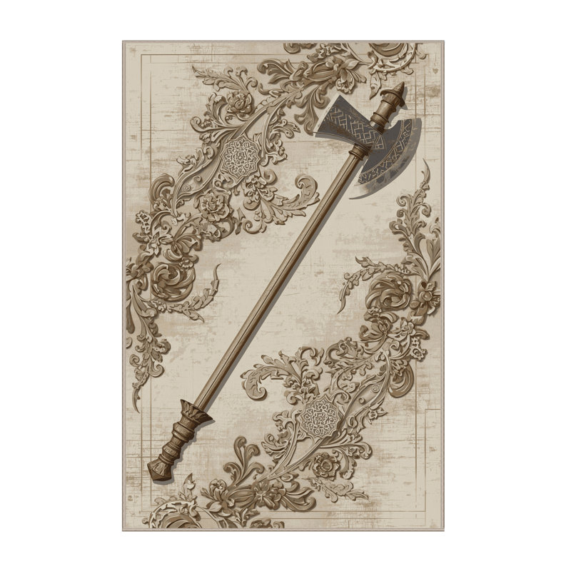 Soft Plush Durfee Halberd Classic Oriental Area Rug in Beige – Beige Binding, 5x7