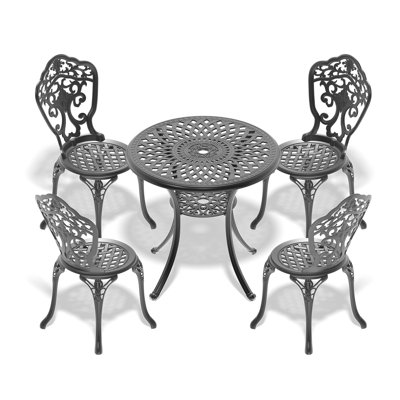5-Piece Set Of All-Weather Cast Aluminum Dining Furniture Set With Black Frame