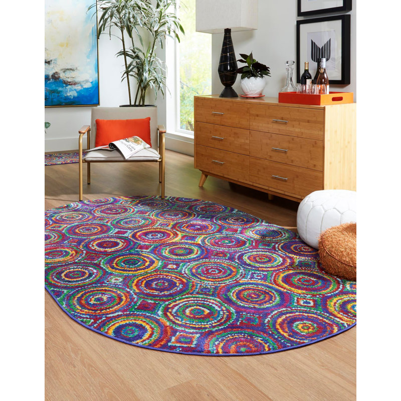 Geometric Indoor Rug, Oval 7'10" x 10'