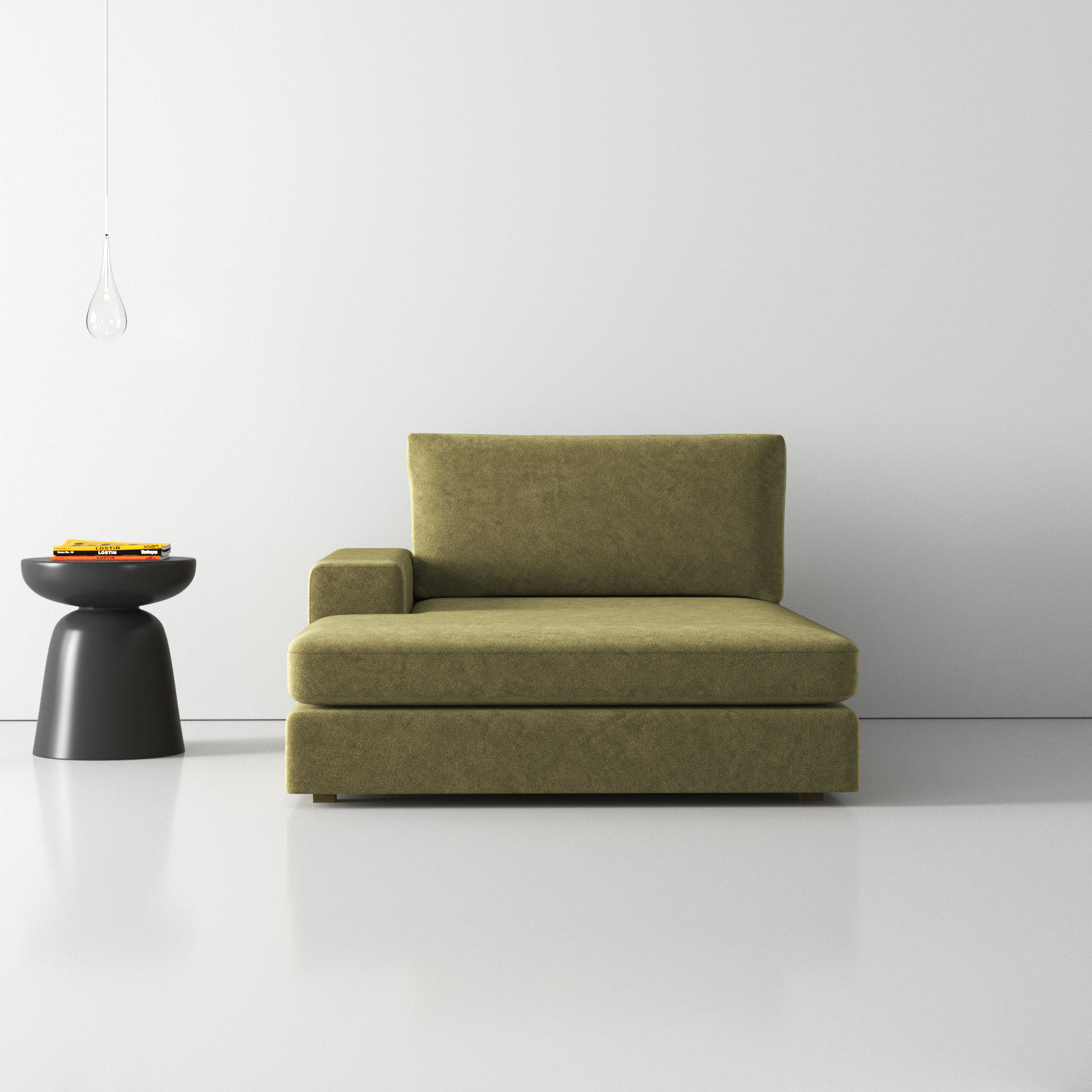 Ojai Chaise Lounge, Olive Green, Left Hand Facing
