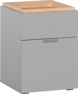 Reba 2 Drawer Bedside Table, Ashy/Oak