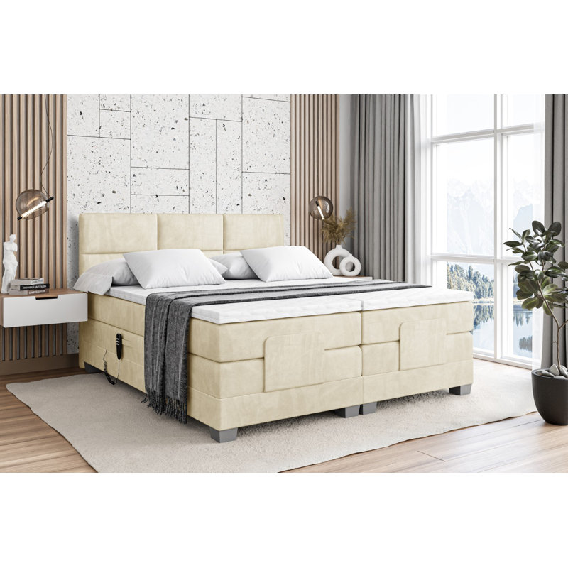 Orlo Bed with Mattress, 140 x 200cm, Beige