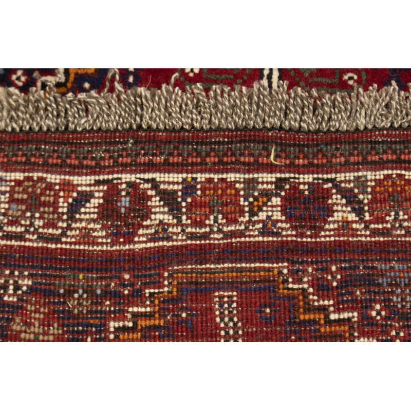 Tapis unique en laine noué à la main des années 2010 de 3 pi 5 po x 5 pi bleu / rouge / jaune Levell