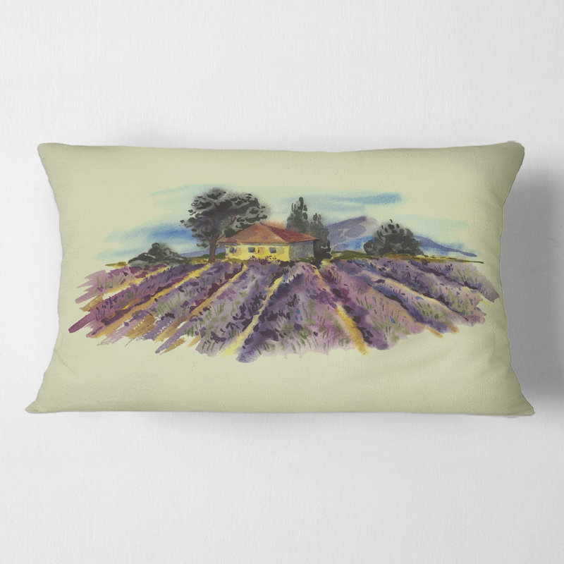 Landscape with Blooming Lavender Rectangular Pillow Cover & Insert