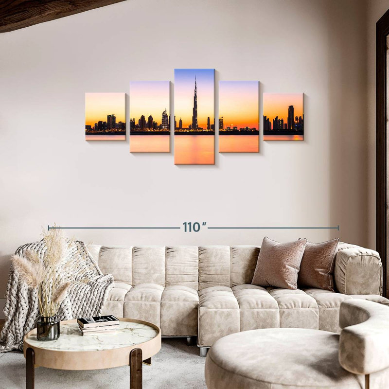 Horizon de Dubaï, EAU, H 36 po x l 80 po