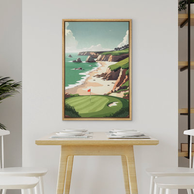 «Green Serene Seascape By The Beach Coastal Decor», reproduction d'art sur toile encadrée