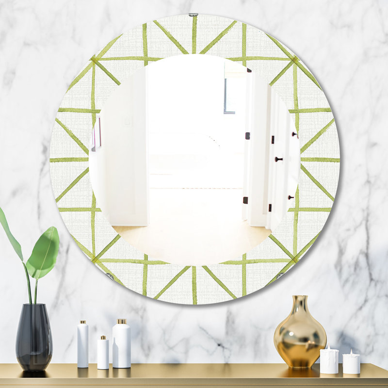 Triangle géométrique vert II - miroir Mid-Century, H 31,5 po x l po