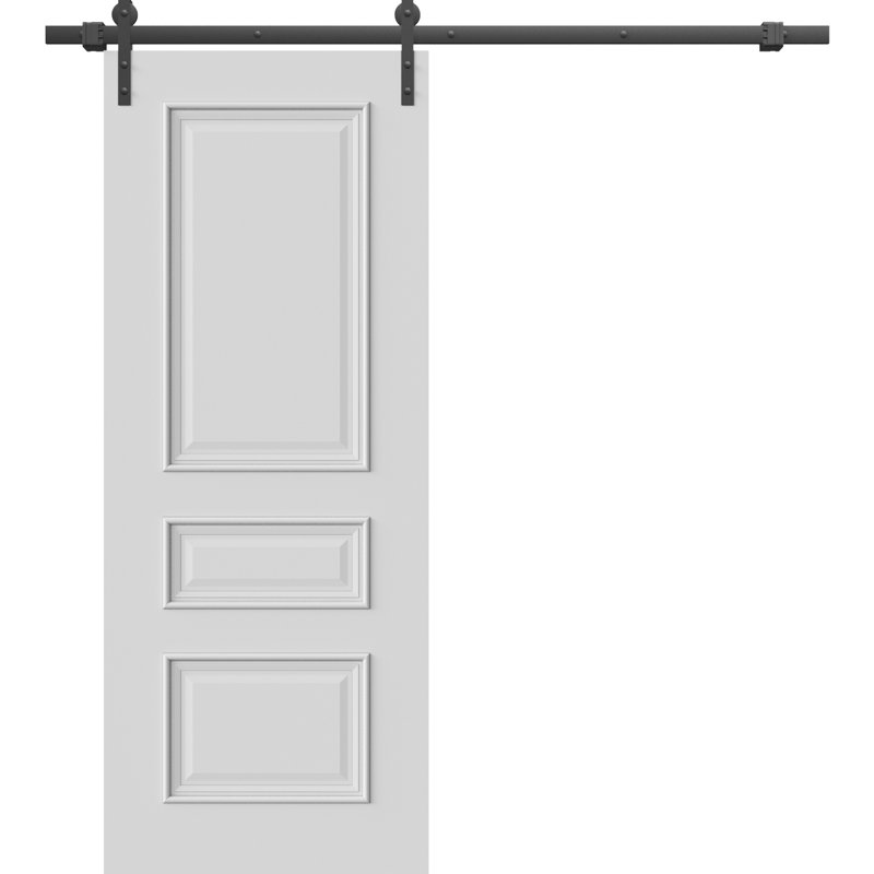 Porte de grange | Émail blanc IM33 1833 | Ensemble de quincaillerie lourde pour rails | Portes intérieures solides