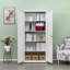 Armoires avec tablettes réglables Portes verrouillables | Acier blanc cassé | Maison / Bureau-292742298