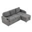 Lit gris avec rangement caché, porte-gobelets pratiques, espace de rangement modulaire en L à ports intégrés, ports, chenille, élégant-1675768480