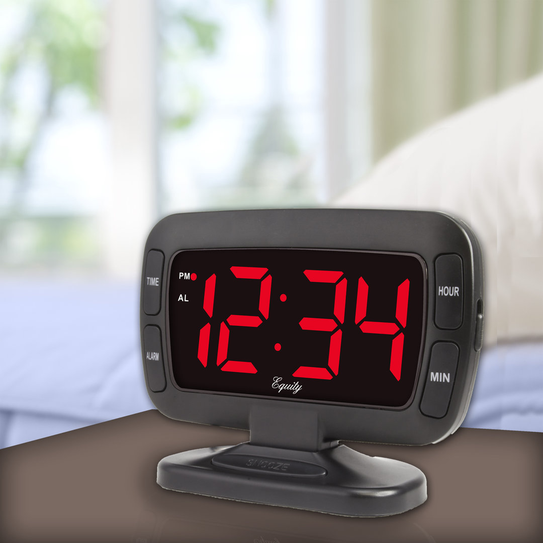 Electric Tabletop Digital Alarm Clock in Black Inbox Zero