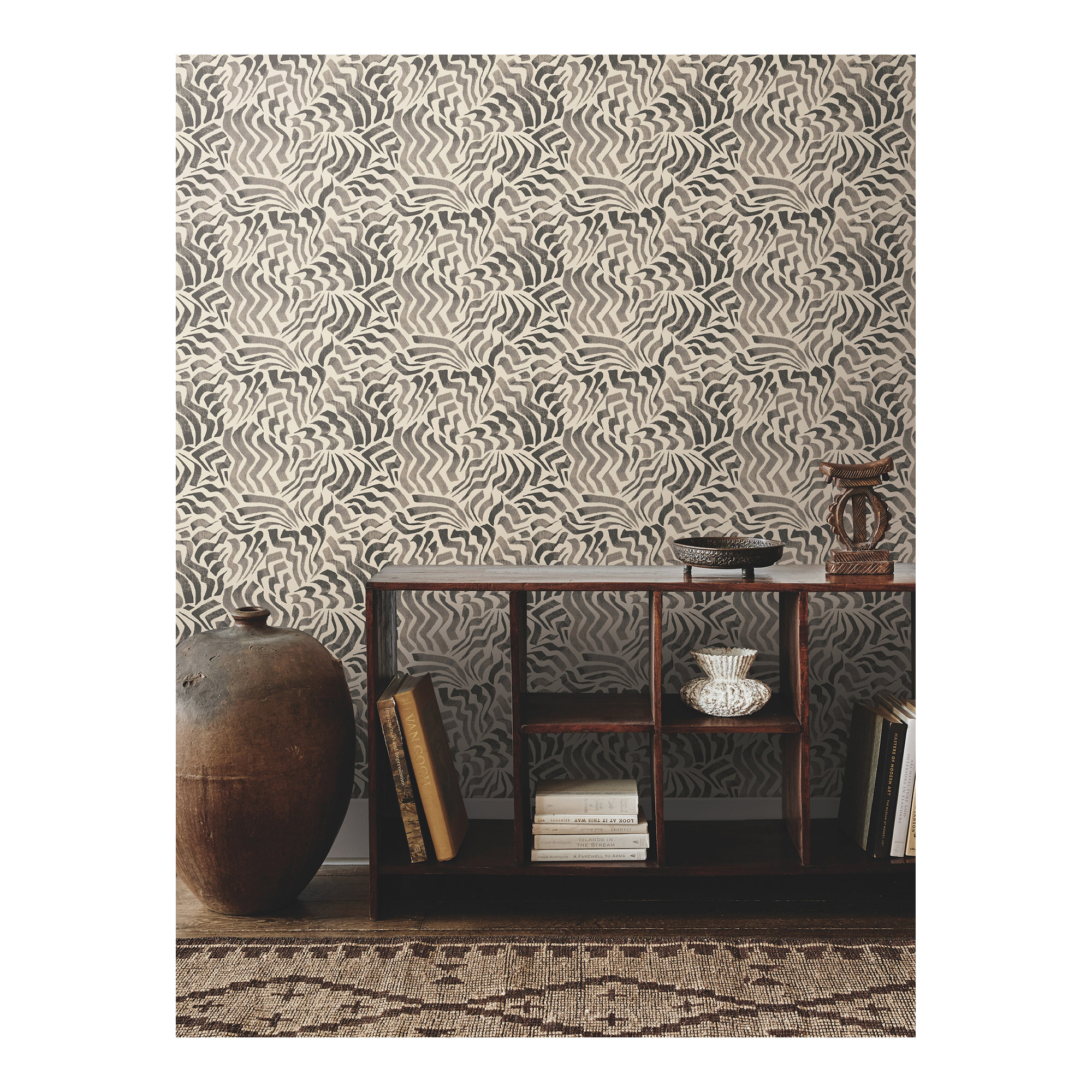 Zora Unpasted Abstract Wallpaper, Black