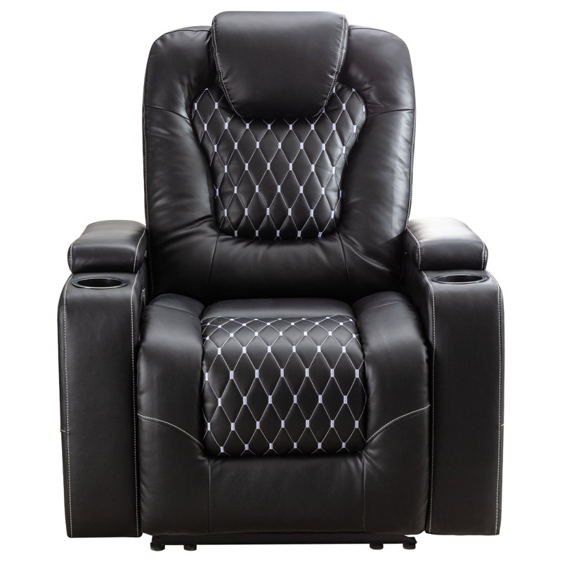 Fauteuil inclinable de cinéma maison 34,8 po en similicuir de qualité supérieure - Siège individuel immersif avec rangement pour bras cachés et porte-gobelets