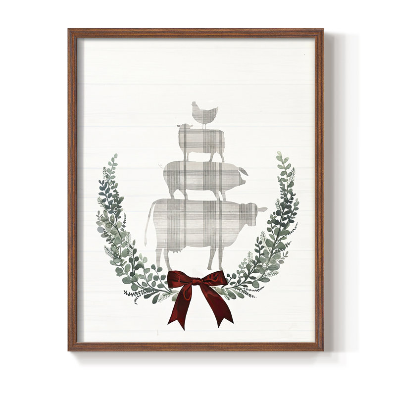 «Yuletide Animals I», H 11 po x l 9 po, Noyer
