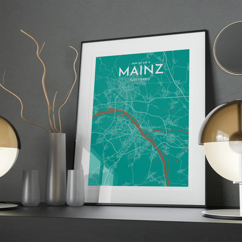 Mainz City Map In Nature - No Frame Print, 27.6cm H x 19.7cm W x 0.05cm D