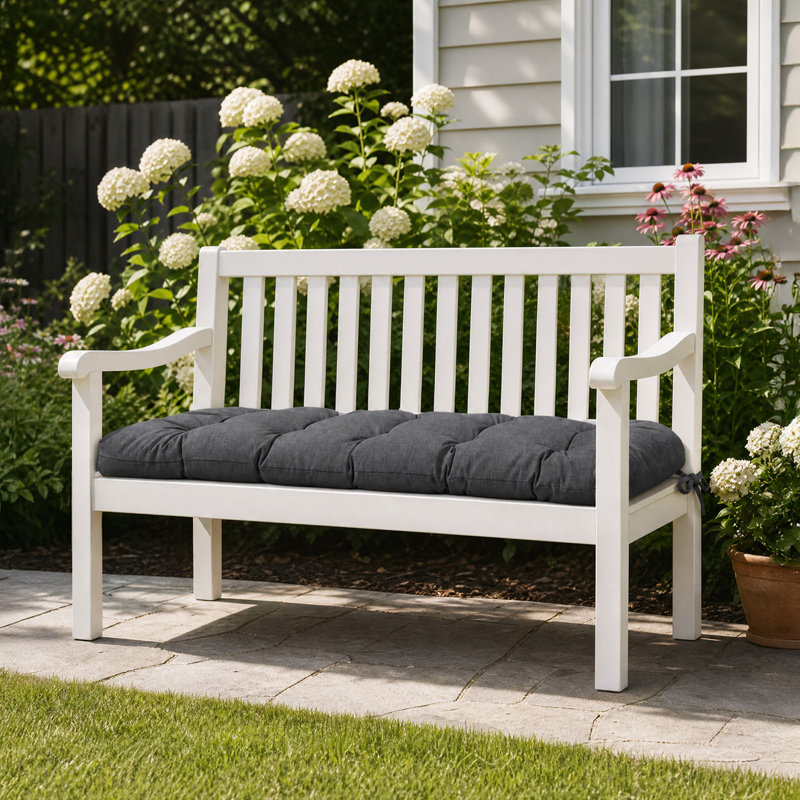 Aoodor Outdoor Polyester Tufted Bench Cushion, 46" W x 19.7" D, Gray
