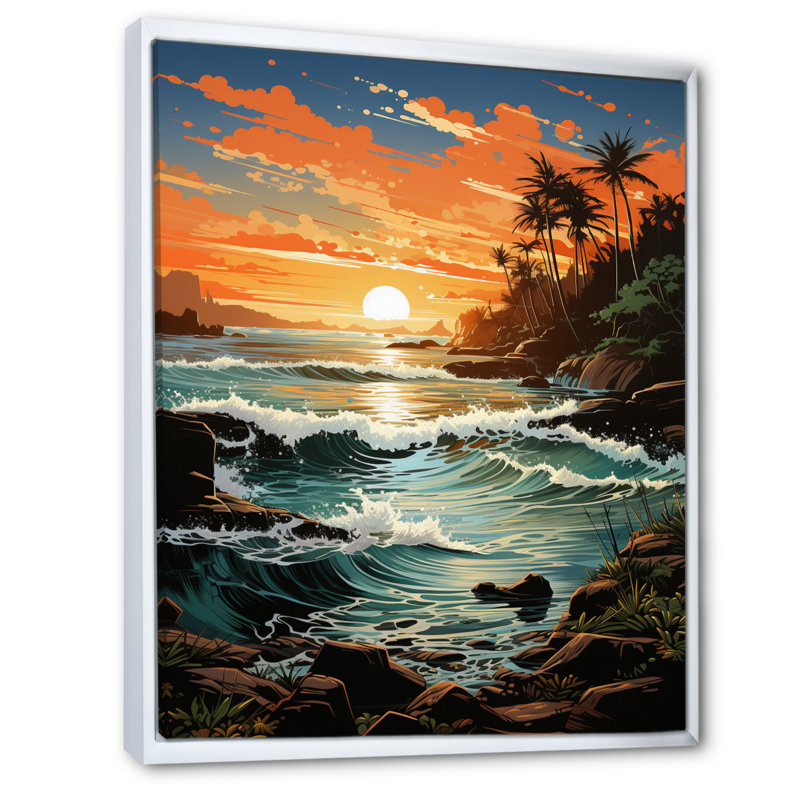 Beach Photo Tropical Vibes XVIII - Nautique et plage, art mural sur toile, H 32 po x l 24 po x P 1 po, Cadre flottant blanc