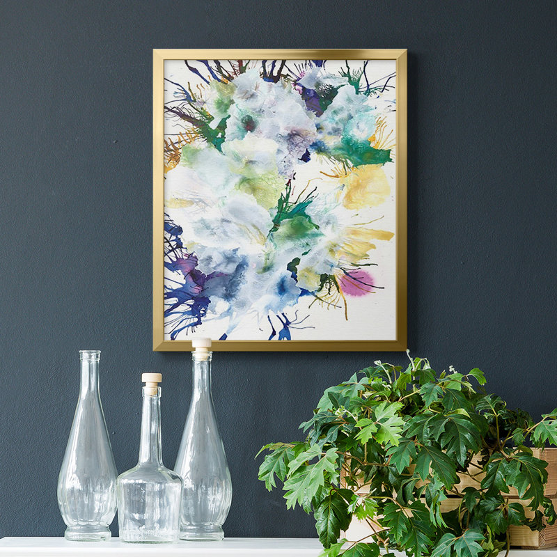 Toile encadrée «Like an Iris II» de qualité supérieure - prête à être accrochée, Or, H 20 po x l 16 po