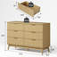 Commode double à 6 tiroirs Adkins, large commode en bois cannelée l 47,2 po avec rangement moderne pour chambre à coucher, salon et vestibule-234509552