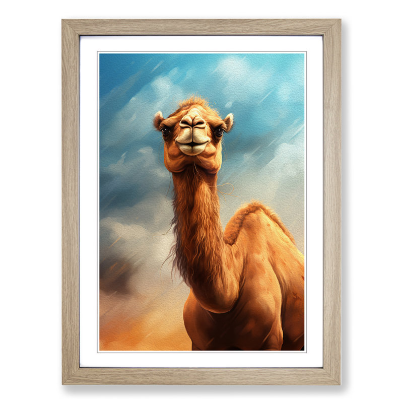 Camel Digital - Single Picture Frame Print on Wood, 64cm H x 46cm W x 2cm D, Oak Framed