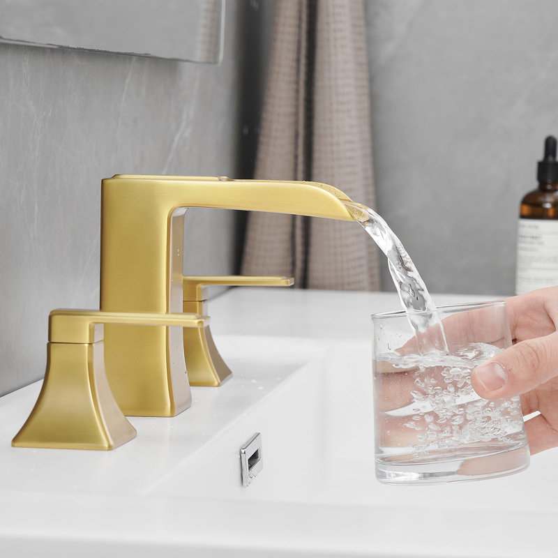 Robinet de salle de bain surdimensionné à 3 trous et 2 poignées, Brushed Brass