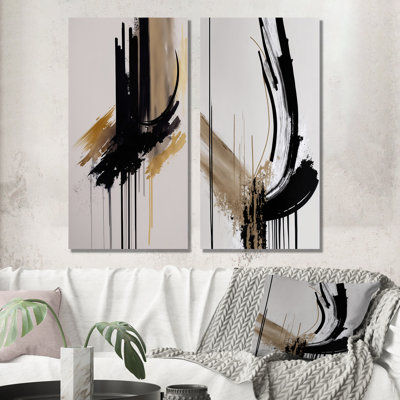 «Golden Minimalist Abstract», 2 pièces sur toile