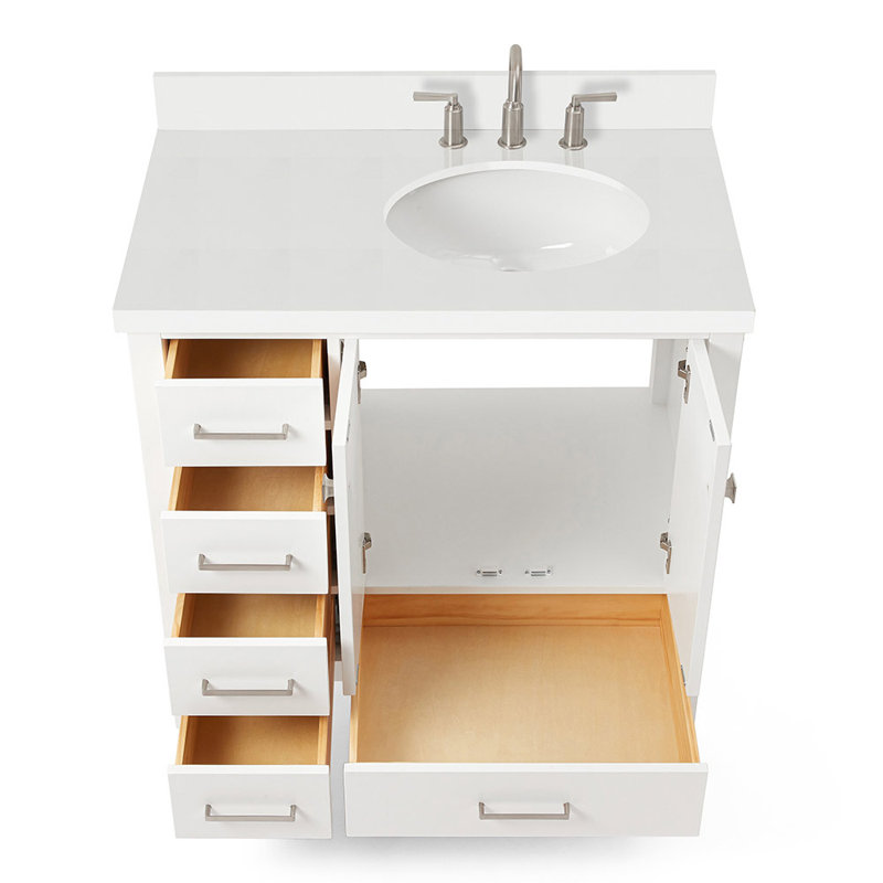 Cambridge 37" Single Bathroom Vanity Set, Brushed Nickel, White