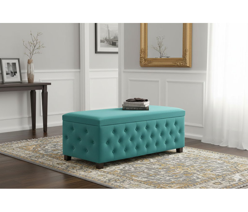 120cm Wide Velvet Standard Ottoman, Teal , 137cm W x 40cm D x 45cm H