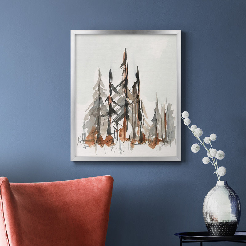 Toile encadrée de qualité supérieure Rustic Evergreen II - prête à être accrochée, H 24 po x l 20 po, Argent