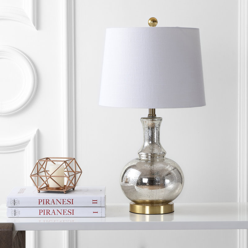 Lynelle Glass Table Lamp, Mercury Silver