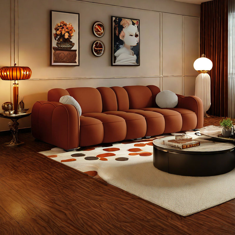French Living Room Retro In-line Sofa 110.23'' Upholstered Sofa