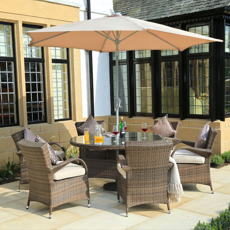 Azra 6 - Person Wicker Patio Dining Set with Rectangular Table