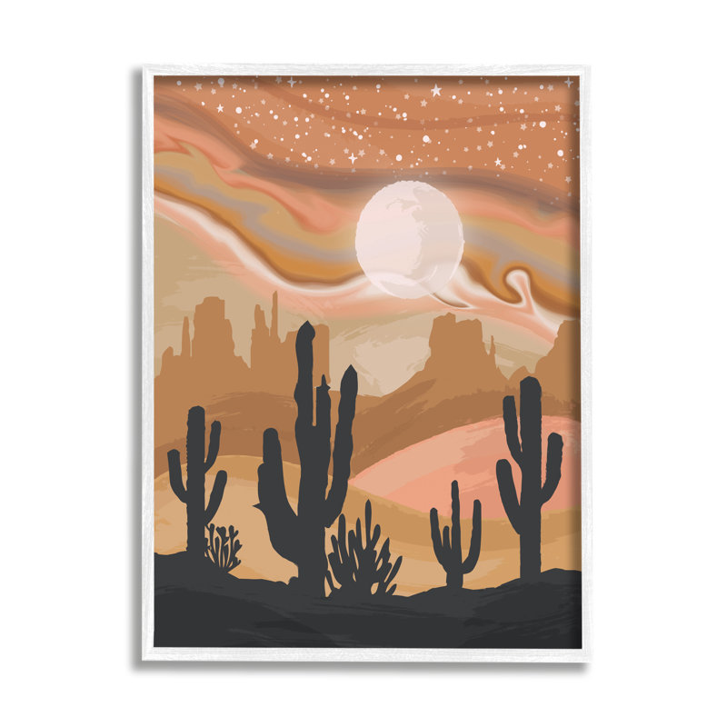 Paysage de tempête de sable Cactus Canyon, H 11 po x l 11 po x P 1,5 po, Giclée encadrée blanc bord de mer